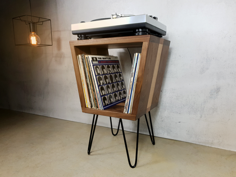 Mid-century modern vinyl record stand. Handmade in Melbourne Australia