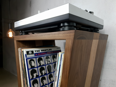 Mid-century vinyl record stand with storage